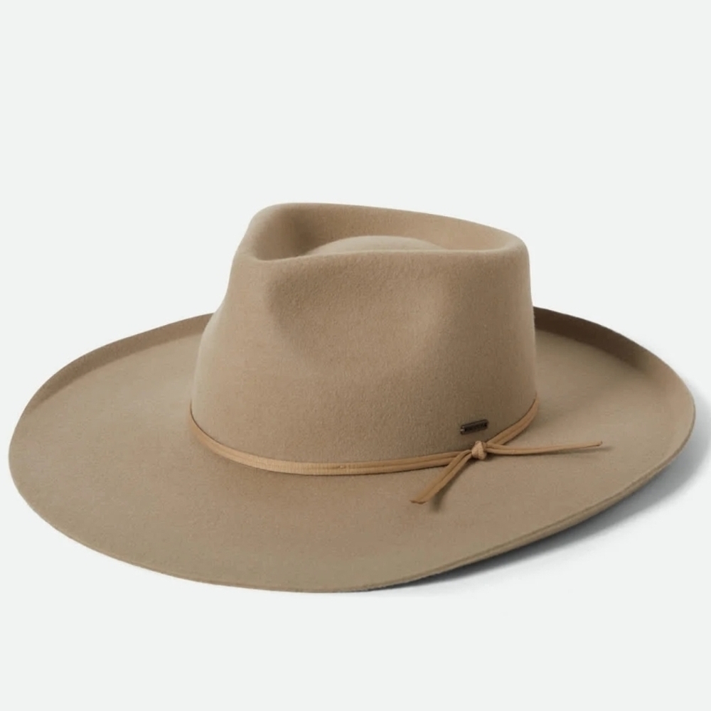 Tan Wide-Brim Fedora Hat